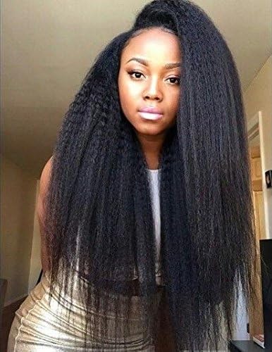 CY Italian Coarse Yaki Lace Front Wigs Human Hair Wigs For Black Women Kinky Straight Virgin Hair Full Lace Wigs (16 inch, full lace wig)