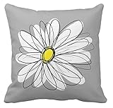 Leaveland Trendy Daisy With Gray and Yellow Pillow Case Cushion Cover Home Sofa Decorative 18 X 18 Squares