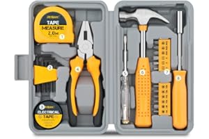 BULVOTO Hi-Spec 24Piece Tool Set General Household Hand Tool Kit with Plastic Toolbox Storage Case Blue for Woman-Include All Essentials