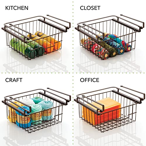 mDesign Compact Hanging Pullout Drawer Basket Sliding Under Shelf