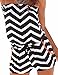 Sexyshine Women's Strapless Off Shoulder Printed Beachwear Short Rompers Jumpsuits, Blackwhite , X-Large
