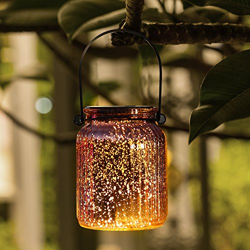 image for Sunwind Solar Mercury Glass Mason Jars - 2 Pack Bronze Table Lamp Hang