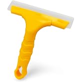 CCyanzi Silicone Blade Small Squeegee, Shower Glass Squeegee, Window Tint, for Window, Bathroom Mirrors, Shower Door and Car Windshield, 5.5x5.5inch, Yellow
