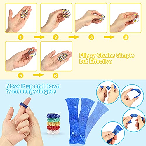 Sensory Fidget Toy Set, 37pcs Fidget Box Stress Relief Toy, Fidget Toy Pack with Bubble Infinity Cube Marble Mesh, Fidget Set with Bag for Adults Kids Autistic ADHD Toys Birthday Party Favors (Pink)