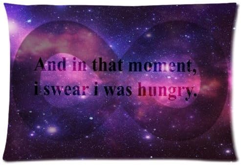 Amxstore Cotton Polyester Decorative Throw Pillow Cover Cushion Case Pillow Case,one side Nebula Galaxy Space Universe Quote Pillowcase, Hipster Infinity Quotes And In That Moment I Swear I Was Hungry