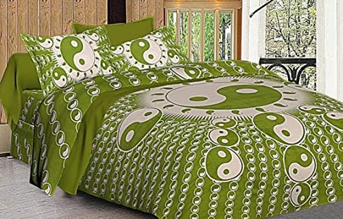 STOP N SHOPP Jaipuri Cotton Double Bedsheet Traditional Rajasthani Print Bedsheet, Size- 90 X 100 inch, Multicolor