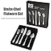 20 Piece Fine Flatware Set, Cutlery Sets Stainless Steel Mirror Polished with Dinner Knives, Forks and Spoons for Dessert & Dinner, Umite Chef Modern Eating Utensils Silverware Tableware Service for 4