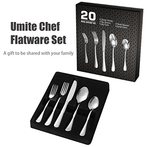 image for 20 Piece Fine Flatware Set, Stainless Steel Mirror Polished Cutlery Se