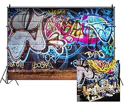 Leowefowa 7X5FT Graffiti Backdrop 80's Hip Hop
