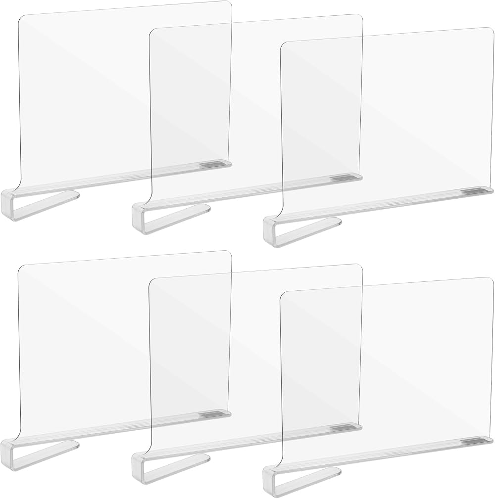 Kssvzz 6 Pack Acrylic Shelf Dividers, Clear Closet Organizer Set