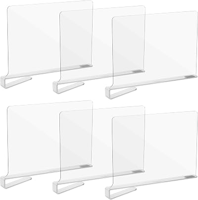 Kssvzz 6 Pack Acrylic Shelf Dividers, Clear Closet Organizer Set
