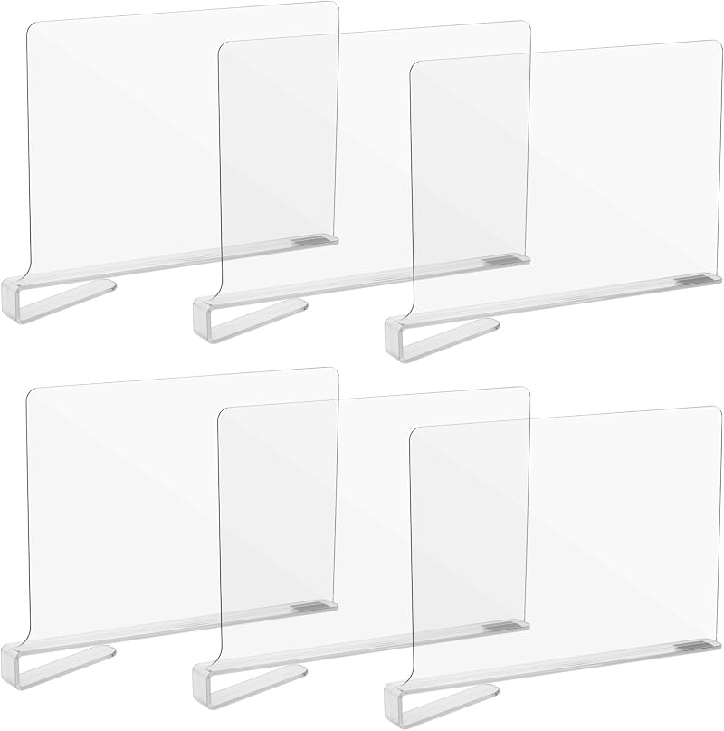 Kssvzz 6 Pack Acrylic Shelf Dividers, Clear Closet Organizer Set