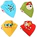 Zippy Fun Baby and Toddler Bandana Bib - Absorbent 100% Cotton Front Drool Bibs with Adjustable Snaps (4 Pack Gift Set) Unisex Fun Characters