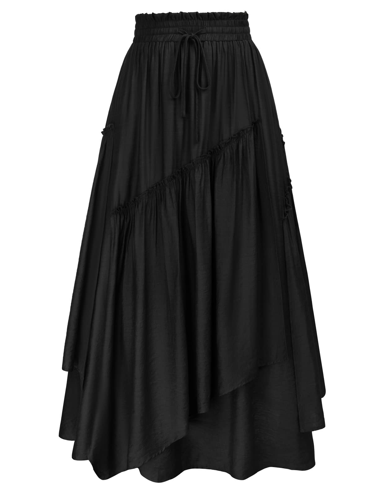 Scarlet Darkness Long Skirts for Women Renaissance Costume Pirate Maxi Skirt Plus Size with Pockets Black S Image