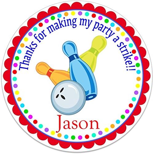 40 Round Labels 2" Personalized Bowling Pin Birthday Stickers, Custom Hangtags, Party Favors Labels, Cupcake Toppers, Choice Of Size