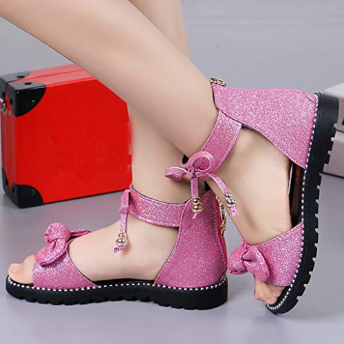 Alimao Kids Girls Casual Shoes Summer Sandals,Bowknot Bling Sequins Princess Shoes Classic Refined Sequins Princess Shoes Casual Shoes Size 27-37