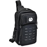 TORCH Sling Bag Single Shoulder Crossbody Backpack Urban Outdoor Sports Military Style MOLLE Travel Pack for EDC Gear V2 Black
