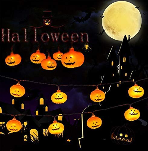 Dream Loom Halloween Lights,Steady/Flashing Pumpkin Lights, 8.2ft 3D Jack-O-Lantern String Light, Halloween Party Decoration (Warm White)