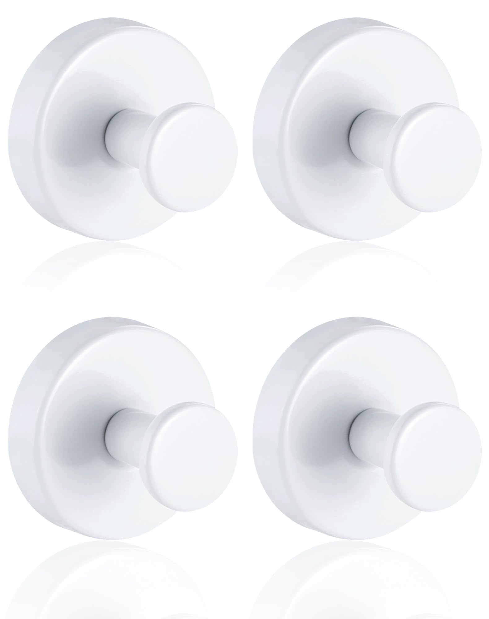 Anvin 4 Pack Suction Cup Hooks Stainless Steel Hanging Hooks No Drill Hooks for Bathroom, Kitchen to Hang Towels, Robes, Loofah, Waterproof Suction Hooks Mounting on Glass Doors Tile Mirrors(White)