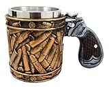 Atlantic Collectibles Western Revolver Gun Pistol With Ammo Bullet Round Shells Beer Stein Tankard Coffee Cup Mug 6.75