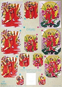 A4 3D Dufex Pyramex 3D pyramid decoupage sheet - oriental ladies
