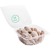 Smygoods Dessert Containers, (Pack of 25-6x6x3) Disposable Plastic Clamshell Food Containers, Clear Hinged Food Container