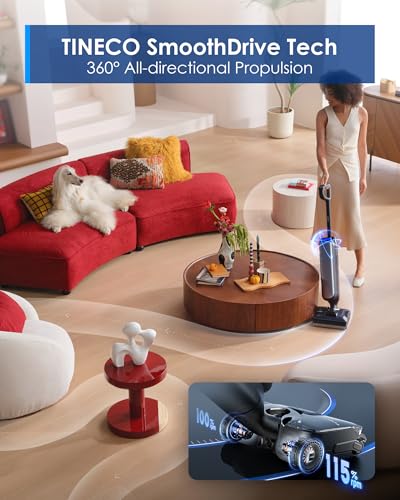 Tineco Floor One S9 Artist Pro Wet Dry Vacuum Cleaner, 22kPa Suction, 360° SmoothDrive, Anti-Tangle Design, 85℃ Flashdry, 75 Min Runtime, Dual-Edge Cleaning, 180° Lay-Flat