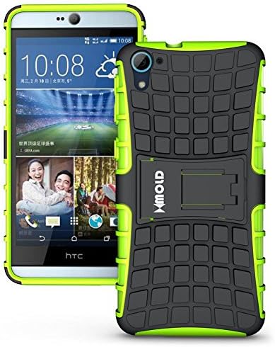 GoRogue Mold Hybrid Rugged Armor Bumper Back Case Cover with Kickstand for HTC 828 Dual Sim (Green)