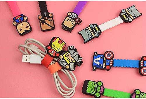 Smile Pick 4pcs Cartoon The Avenger Wave Style Cable Winder Earphone USB Cable Wire Organizer Cord Holder (Random)