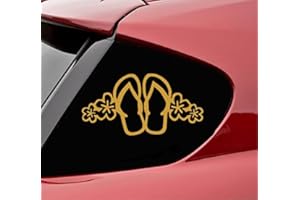 Slap-Art Flip Flop Sandals Flowers Vinyl Decal Sticker (Satin Gold)