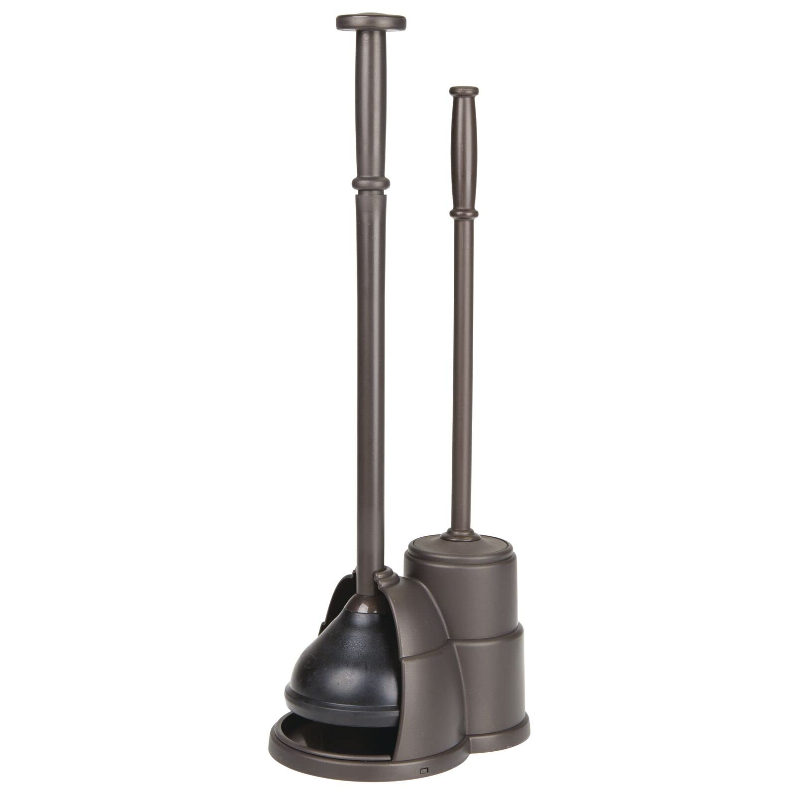 Photo 1 of mDesign Plunger and Brush Set for Toilet Bowl - Hidden, Modern Toilet Brush and Plunger Set with Caddy - Brush Cleaner and Plunger Combo with Holder for Bathroom - Hyde Collection - Bronze