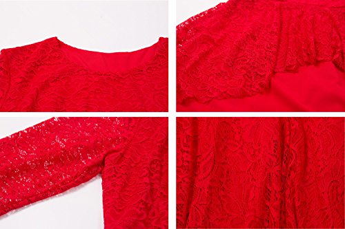 Plus Size Dresses for Women Cocktail Lace Patchwork Sexy Bridal Wedding Party Dress (XL-8XL) (8X Plus, Red)