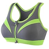 BaBana Women's Zip Front Anti Sports Yoga Bra, shock Wireless Yoga Running Sports Bra (X-Large)