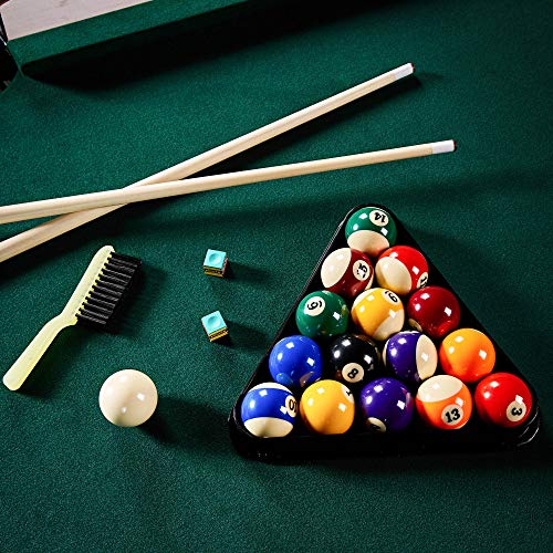 Lancaster 90 Inch Full Size Green Pool Table w/ Leather Pockets, Cues, and Chalk - Thumbnail 6