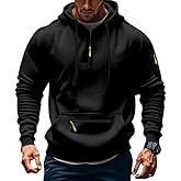 TAFLE Men's Fleece Hoodie Sweatshirts Workout Athletic Hoodies Long Sleeve Quarter Zip Pullover Sweatshirt with Kanga Pockets
