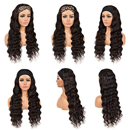 Headband-Wig-Human-Hair-Wigs-Non-Lace-Front-Wigs-Human-Hair-For-Black-Women-Glueless-Machine-Made-Loose-Deep-Wave-Headband-Wigs-Natural-Color-150-Density-20-Inch-Loose-Deep