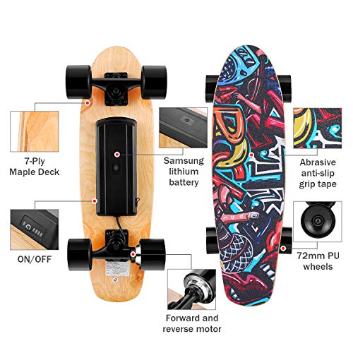 TEXXIS Mini Electric Skateboard with Remote, E Skateboard 350W Motor
