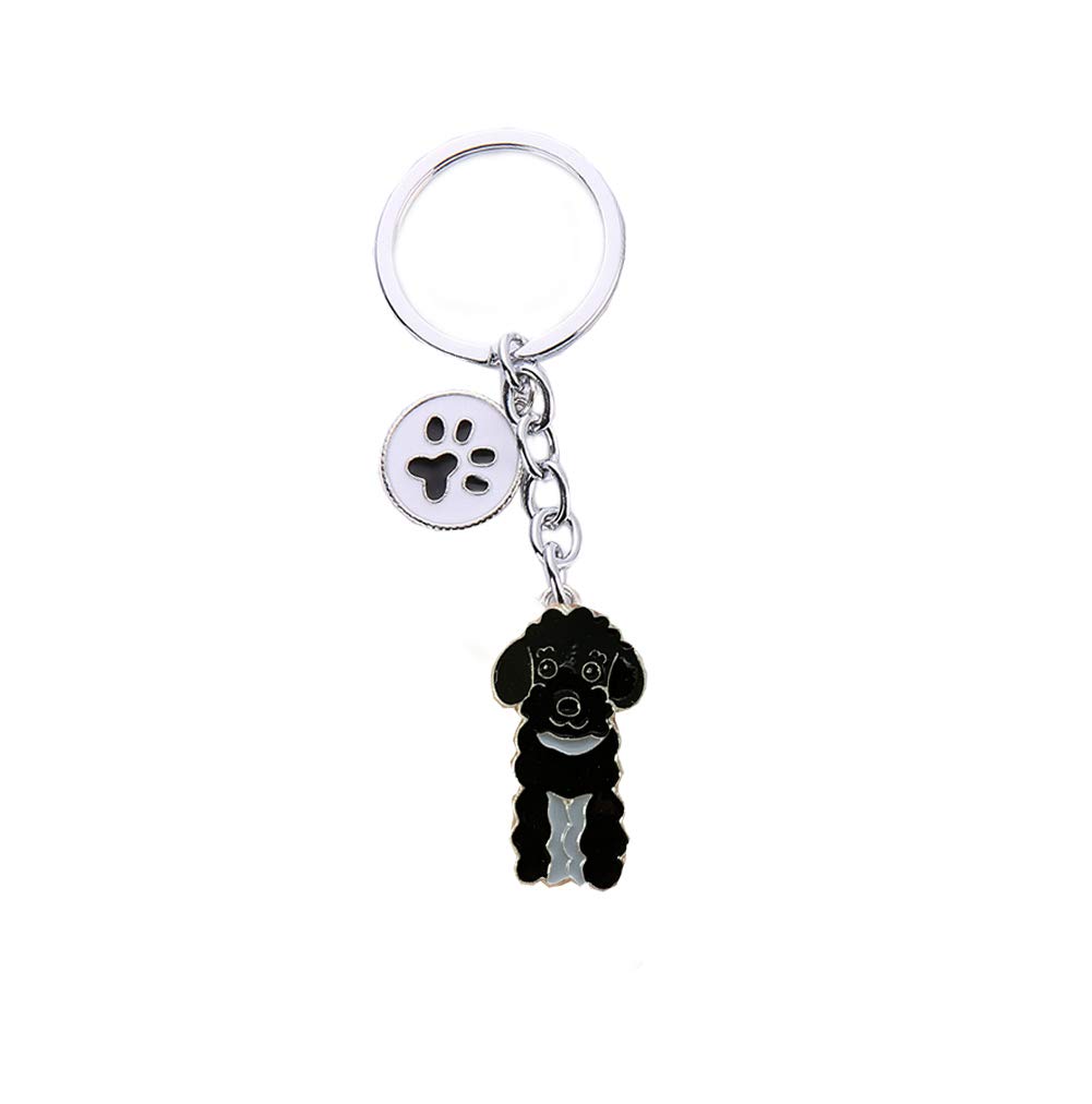 Dog Key-ring Keychain,10cm Cute Metal Dog Keychain Keyring Keyfob Bag Charm Best Birthday (Black Poodle)