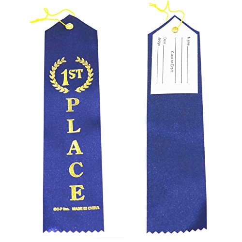 1st Place (Blue) Award Ribbons with a Card and String (24) pack