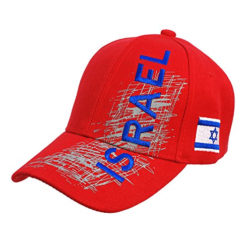 Jerusalem Israel Embroidered Red Baseball Cap Hat Fashion with Israel Flag