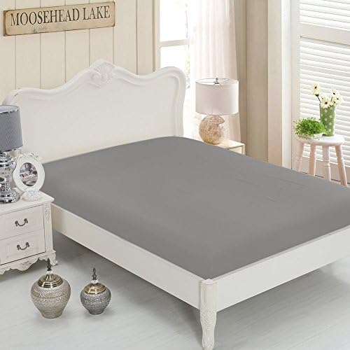 Myra Home Collection Egyptian Cotton 700 Thread Count 1 Piece Fitted Sheet (Bottom Sheet) 15 inch Deep Pocket - Light Grey, Twin XL