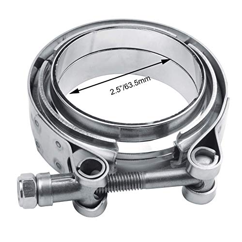ESPEEDER 2.5" Inch 304 Stainless Steel V Band Clamp with Mild Steel Male Female Flanges Kit for Turbo Downpipes Exhaust Systems - Thumbnail 3