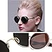 Cyber Goggles Steampunk Sunglasses Vintage Retro Mirror lens Round Glasses Brown Frame Reflective Lens + Hard Protective Eyeglasses Case