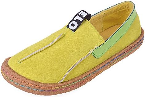 Labato Style Unisex New Suede Leather Slip On Shoes Penny Loafer Walking Flats Shoes (Green, 8.5 B(M) US)