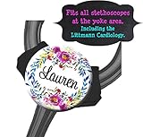 Yoke Stethoscope Tag - Watercolor Wreath - Steth ID Tag