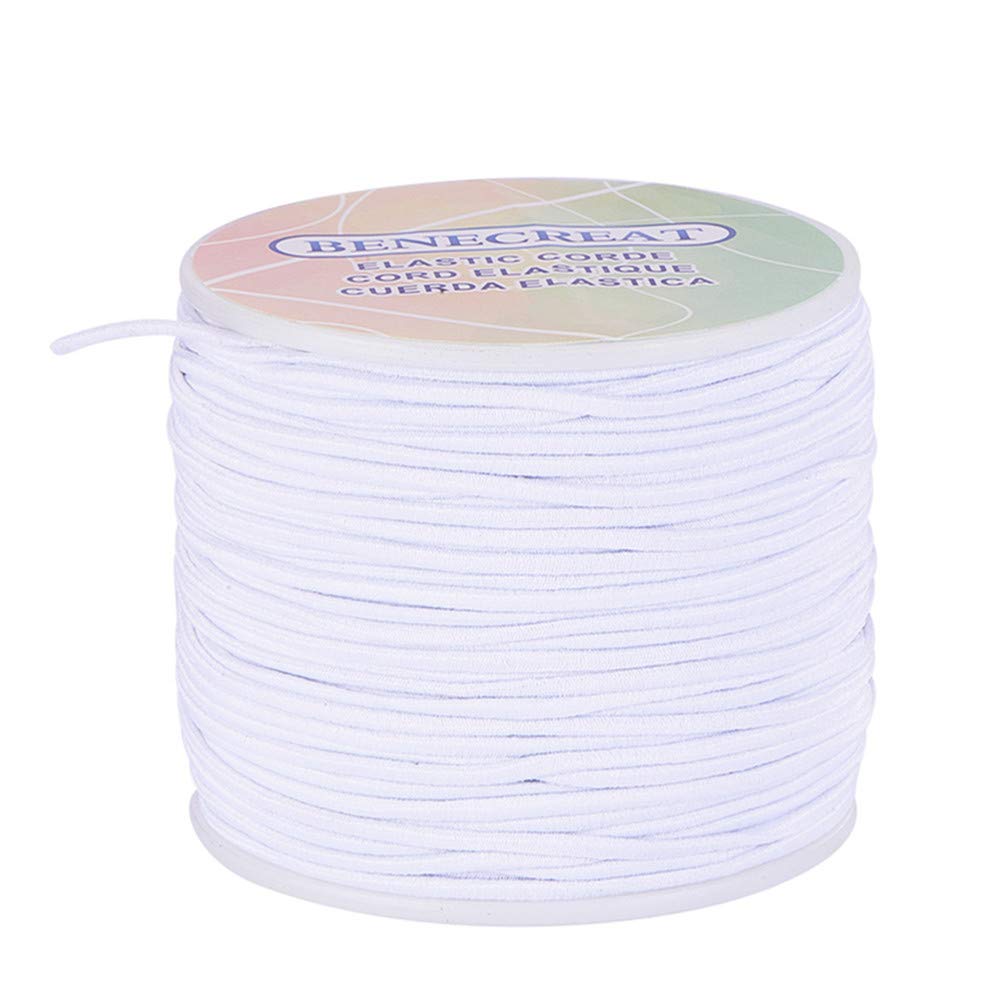 BENECREAT 2mm White Elastic Cord, Jewelry Making Beading Cord, 55 Yard (164 Feet/50m), Stretch Thread for DIY Crafts, Bracelets, Necklaces