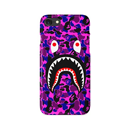 BrilliantCustoms New Camo Shark Mouth Durable Strong iPhone Case | iPhone 6,6+,7/8, 7/8+, X, XS, XR, XS Max | Pink Red Green Purple Blue Rainbow Orange Multicolor Off White (Purple, iPhone 6/6s)