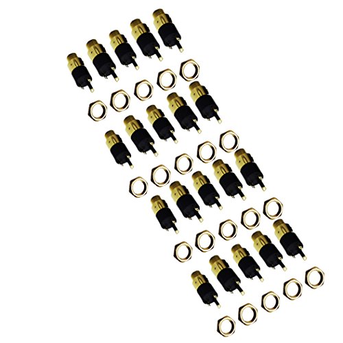 Lsgoodcare 20PCS 3.5MM 1/8 Inch Gold Gold Plated Stereo Jack Panel Mount Connector