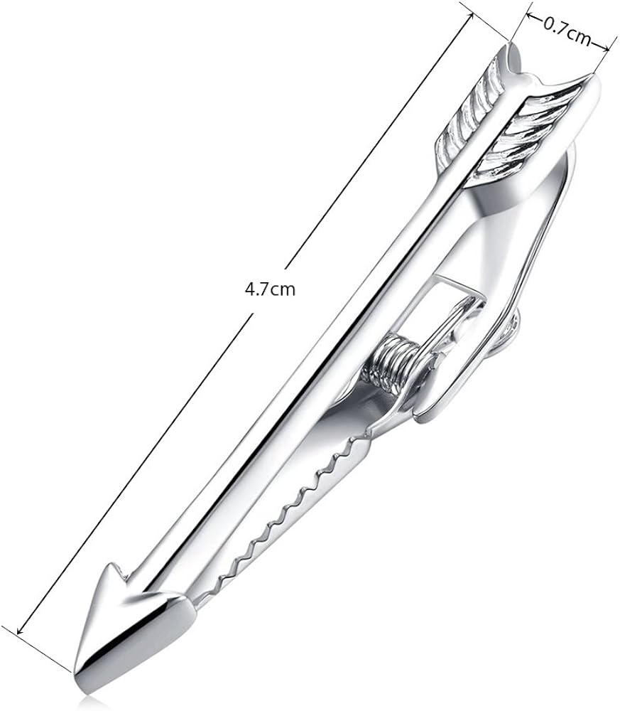 HONEY BEAR 1.93" Mens Tie Clip Bar - Normal Size Silver Feather Arrow for Business Wedding Gift,4.9cm (Shinny Silver) - Image 3