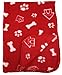 bogo Brands 30x21 Inch Dog/Cat Fleece Blanket - Bone and Paw Print Assorted Color Pet Blankets (Red)
